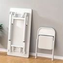 1pc Escritorio Plegable Blanco Moderno - Montaje Fácil, Diseño Compacto para Oficina en Casa, Dormitorios y Espacios Pequeños, Construcción de Madera Dura con Estructura Metálica, Incluye Silla, Estilo Contemporáneo, No Necesita Energía
