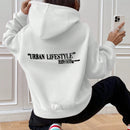 Ezwear sudadera con capucha de manga larga de unicolor con estampado de letra, uso casual diario