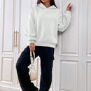 Ezwear sudadera con capucha de punto de manga larga con caida en los hombros y estampado de lema, otono/invierno para mujer