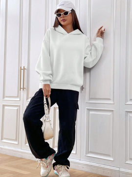 Ezwear sudadera con capucha de manga larga de unicolor con estampado de letra, uso casual diario