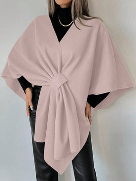 Clasi capa abrigo de lana asimetrica y holgada de diseno de moda de un solo color, para otono/invierno