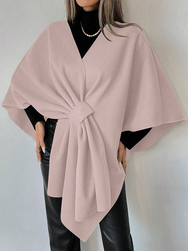 Clasi capa abrigo de lana asimetrica y holgada de diseno de moda de un solo color, para otono/invierno