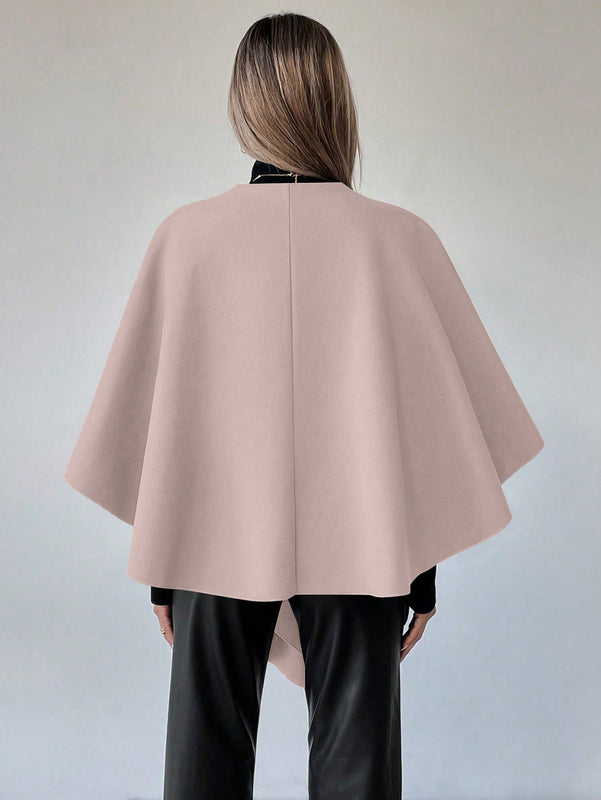 Clasi capa abrigo de lana asimetrica y holgada de diseno de moda de un solo color, para otono/invierno