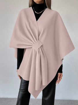 Clasi capa abrigo de lana asimetrica y holgada de diseno de moda de un solo color, para otono/invierno