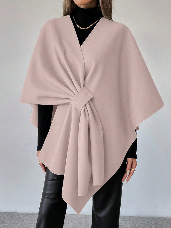 Clasi capa abrigo de lana asimetrica y holgada de diseno de moda de un solo color, para otono/invierno