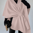 Clasi capa abrigo de lana asimetrica y holgada de diseno de moda de un solo color, para otono/invierno