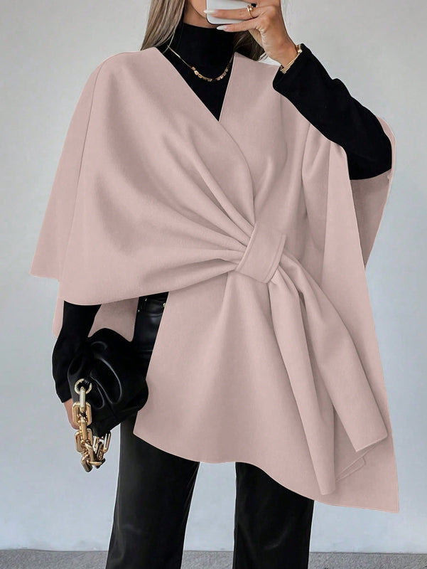 Clasi capa abrigo de lana asimetrica y holgada de diseno de moda de un solo color, para otono/invierno