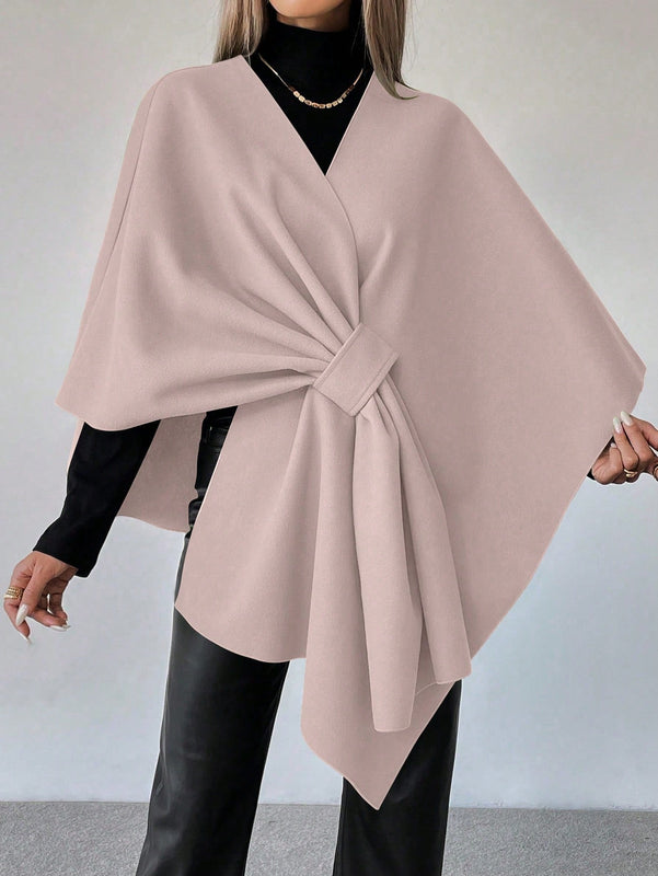 Clasi capa abrigo de lana asimetrica y holgada de diseno de moda de un solo color, para otono/invierno