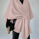 Clasi capa abrigo de lana asimetrica y holgada de diseno de moda de un solo color, para otono/invierno