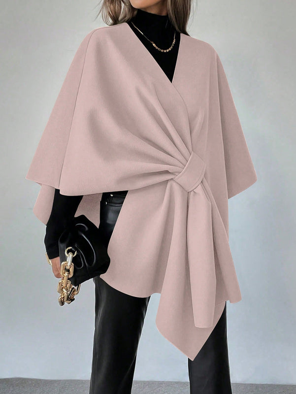 Clasi capa abrigo de lana asimetrica y holgada de diseno de moda de un solo color, para otono/invierno