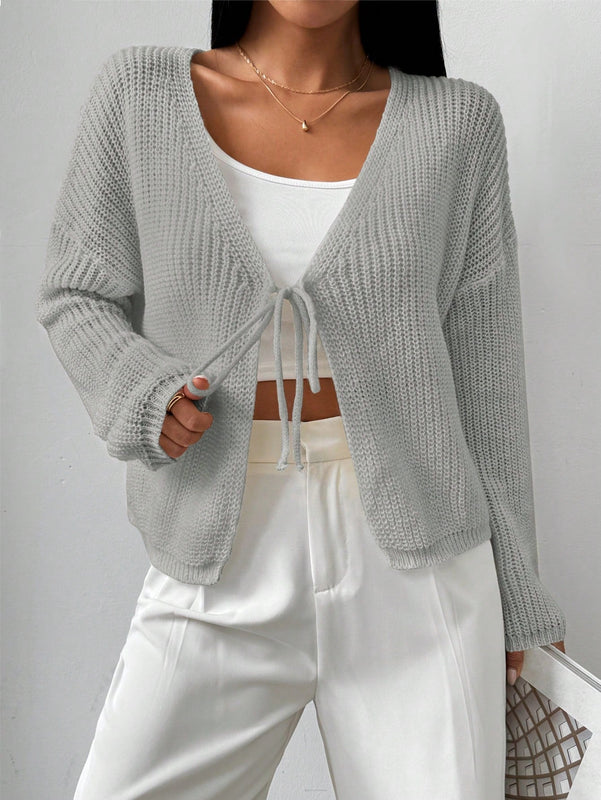 Essnce cardigan suelto y delgado de mujer con lazo adelante