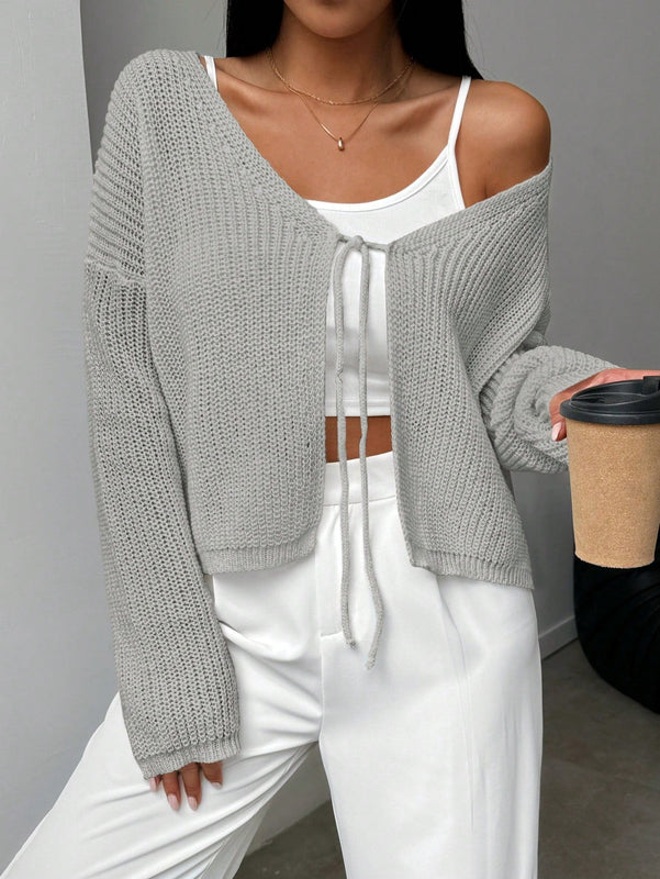 Essnce cardigan suelto y delgado de mujer con lazo adelante