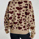 Essnce cardigan de manga larga con hombros caidos y estampado de leopardo para mujer, otono/invierno