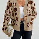 Essnce cardigan de manga larga con hombros caidos y estampado de leopardo para mujer, otono/invierno