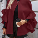 Clasi abrigo de lana elegante con cuello vuelto y abotonadura sencilla, en unicolor, para mujer, para otono/invierno