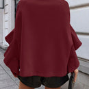 Clasi 1 pieza abrigo elegante de lana con un solo abotonadura, bajo con volantes y unicolor para mujer, otono/invierno