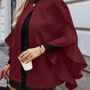 Clasi abrigo de lana elegante con cuello vuelto y abotonadura sencilla, en unicolor, para mujer, para otono/invierno