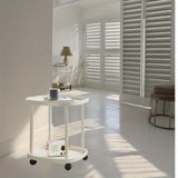 2 piezas de carrito mini moderno de doble capa de plástico - estante de almacenamiento desmontable, mesa auxiliar para sala de estar, mesa de noche para dormitorio, carrito de aperitivos y soporte conveniente