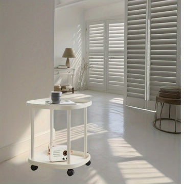 2 piezas de carrito mini moderno de doble capa de plástico - estante de almacenamiento desmontable, mesa auxiliar para sala de estar, mesa de noche para dormitorio, carrito de aperitivos y soporte conveniente