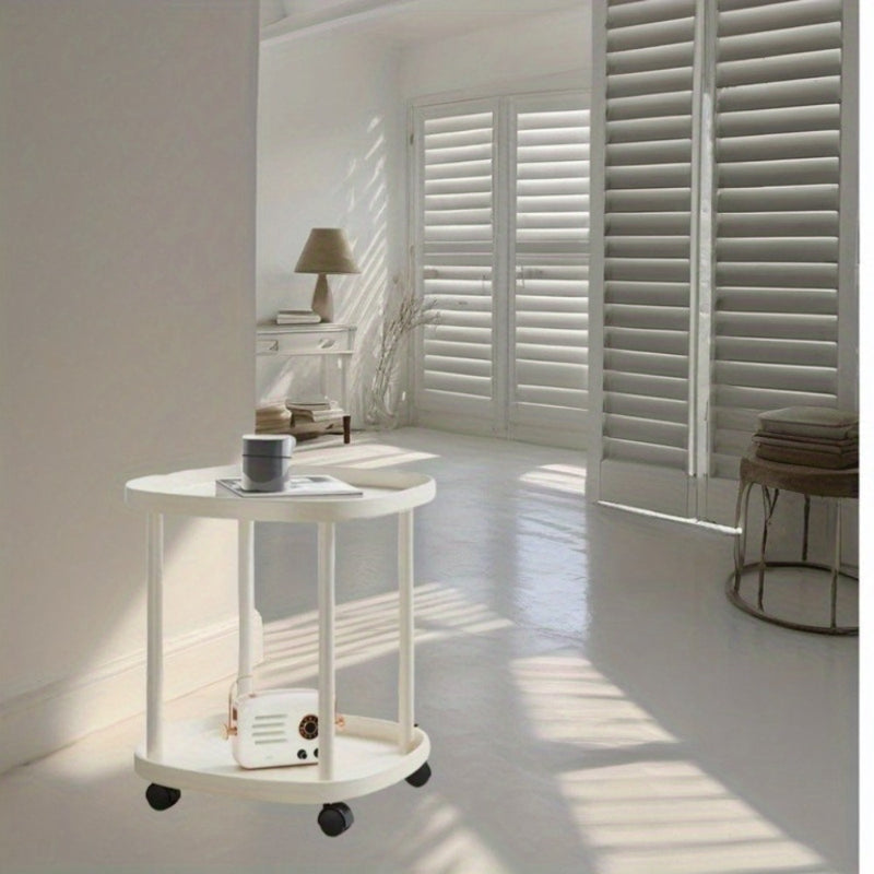 2 piezas de carrito mini moderno de doble capa de plástico - estante de almacenamiento desmontable, mesa auxiliar para sala de estar, mesa de noche para dormitorio, carrito de aperitivos y soporte conveniente