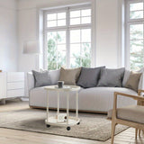 2 piezas de carrito mini moderno de doble capa de plástico - estante de almacenamiento desmontable, mesa auxiliar para sala de estar, mesa de noche para dormitorio, carrito de aperitivos y soporte conveniente