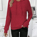 Lune sudadera casual con capucha y cordon de diseno hueco de unicolor de primavera y otono para mujer