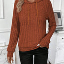 Lune sudadera casual con capucha y cordon de diseno hueco de unicolor de primavera y otono para mujer
