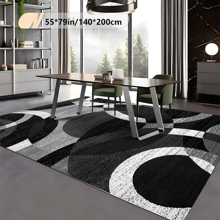 Alfombra de área geométrica abstracta moderna - Antideslizante, lavable a máquina, fibra de poliéster, diseño en blanco y negro para sala de estar, dormitorio, cocina y más, alfombras para sala de estar