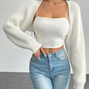 Petite chaqueta corta de punto acanalado con mangas raglan sin parte superior de tirantes (tipo cardigan de ballet)