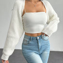 Petite chaqueta corta de punto acanalado con mangas raglan sin parte superior de tirantes (tipo cardigan de ballet)
