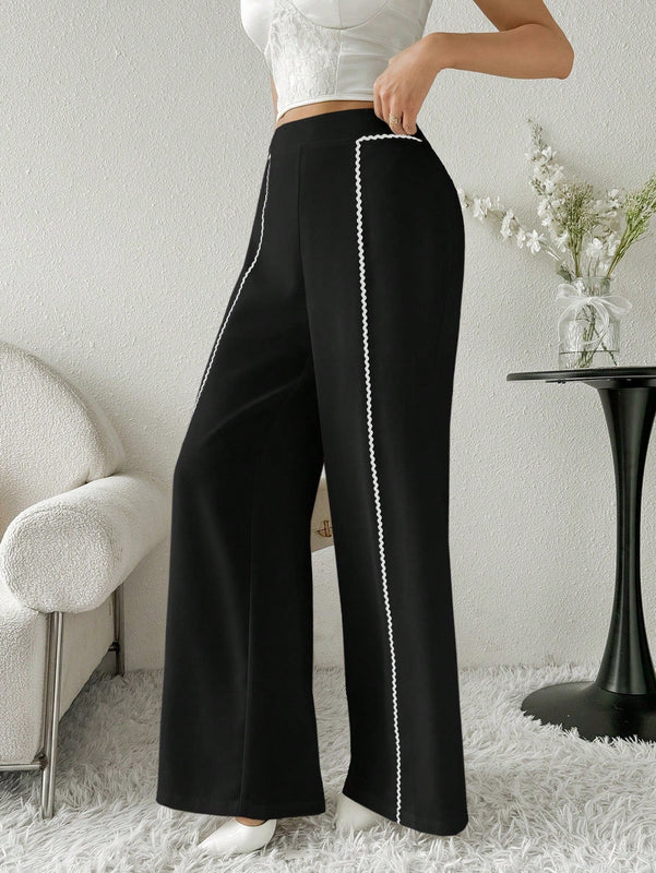 Modely pantalones casuales estilo minimalista de unicolor con patchwork para uso diario para mujeres