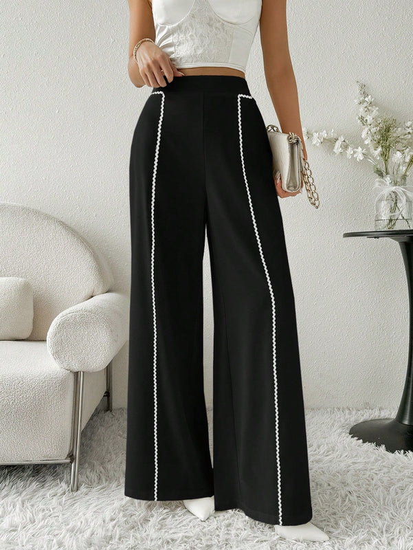 Modely pantalones casuales estilo minimalista de unicolor con patchwork para uso diario para mujeres