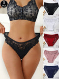 Set de 5 pantaletas de algodon con encaje en la cintura, parche y diseno transpirable y comodo con adorno de encaje