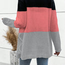Lune cardigan con parches de colores contrastantes, informal y de moda para uso diario