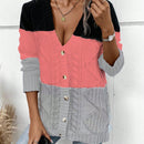 Lune cardigan con parches de colores contrastantes, informal y de moda para uso diario