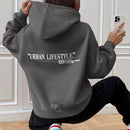 Ezwear sudadera con capucha de manga larga de unicolor con estampado de letra, uso casual diario