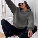 Ezwear sudadera con capucha de manga larga de unicolor con estampado de letra, uso casual diario