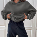 Ezwear sudadera con capucha de punto de manga larga con caida en los hombros y estampado de lema, otono/invierno para mujer