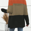 Lune cardigan con parches de colores contrastantes, informal y de moda para uso diario