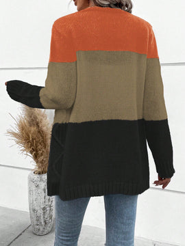 Lune cardigan con parches de colores contrastantes, informal y de moda para uso diario