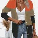 Lune cardigan con parches de colores contrastantes, informal y de moda para uso diario