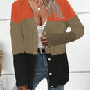 Lune cardigan con parches de colores contrastantes, informal y de moda para uso diario