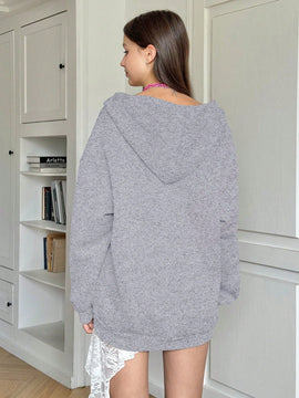 Ezwear sudadera con capucha de manga larga informal con estampado de letra, hombros caidos y cordon, para otono
