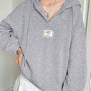 Ezwear sudadera con capucha de manga larga informal con estampado de letra, hombros caidos y cordon, para otono