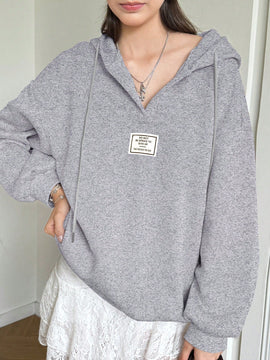 Ezwear sudadera con capucha de manga larga informal con estampado de letra, hombros caidos y cordon, para otono
