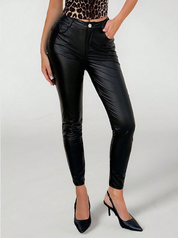 Tall pantalones de mujer con botones delanteros y bolsillos, con estilo