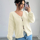 Prive blusa casual de manga larga con amarres delanteros para mujer, para uso diario