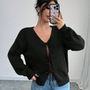 Prive blusa casual de manga larga con amarres delanteros para mujer, para uso diario