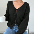 Prive blusa casual de manga larga con amarres delanteros para mujer, para uso diario