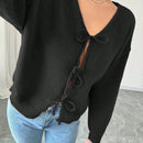 Prive blusa casual de manga larga con amarres delanteros para mujer, para uso diario